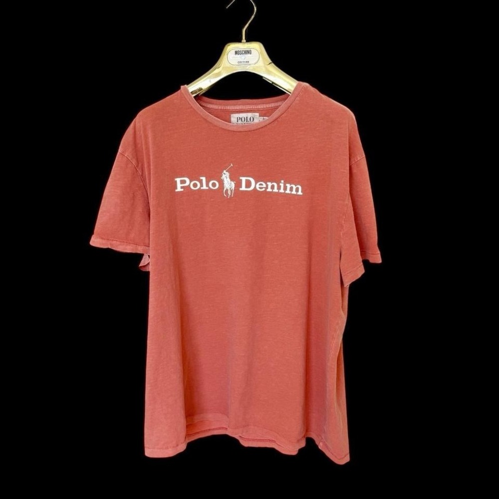 Vintage Polo Denim And Supply Tshirt Sz XL Orange‎ Distressed Single Stitch